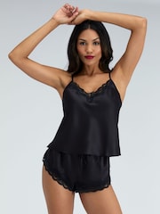 Boux Avenue Black Cami Shorts Amelia Satin Set - Image 1 of 5