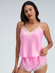 Boux Avenue Pink Cami Shorts Amelia Satin Cami Set - Image 1 of 5