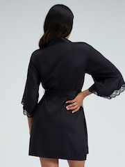 Boux Avenue Black Amelia Satin Short Robe - Image 2 of 5