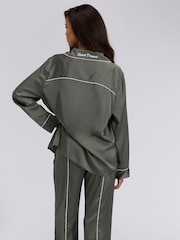 Boux Avenue Green Oversized Satin Revere & Pyjamas Set - Image 2 of 5
