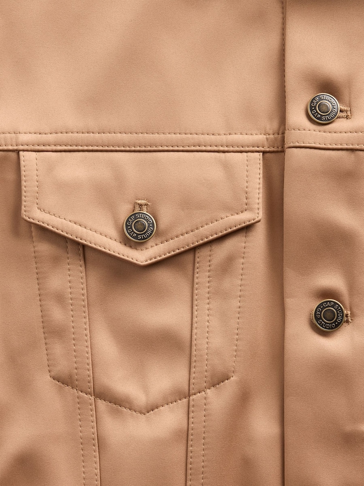 GapStudio Brown Icon Satin Jacket - Image 6 of 6