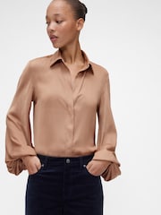 GapStudio Brown Satin Shirt - Image 1 of 5