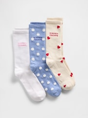 Gap X Summer Fridays Blue/White Logo Crew Socks 3 Pack - Image 1 of 3