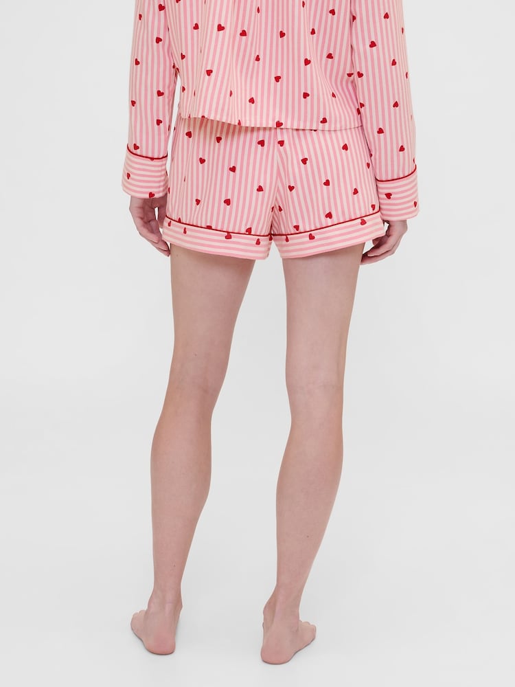 Gap X Summer Fridays Pink/Red Flannel Hearts Pyjama Shorts - Image 2 of 7 Gap X Summer Fridays Pink/Red Flannel Hearts Pyjama Shorts - Image 2 of 7