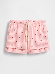 Gap X Summer Fridays Pink/Red Flannel Hearts Pyjama Shorts - Image 7 of 7