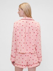 Gap X Summer Fridays Pink/Red Relaxed Flannel Hearts Pyjama Shirt - Image 2 of 7
