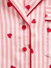 Gap X Summer Fridays Pink/Red Relaxed Flannel Hearts Pyjama Shirt - Image 7 of 7