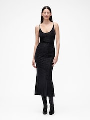 GapStudio Black Burnout Velvet Leopard Slip Dress - Image 1 of 5