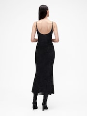 GapStudio Black Burnout Velvet Leopard Slip Dress - Image 2 of 5