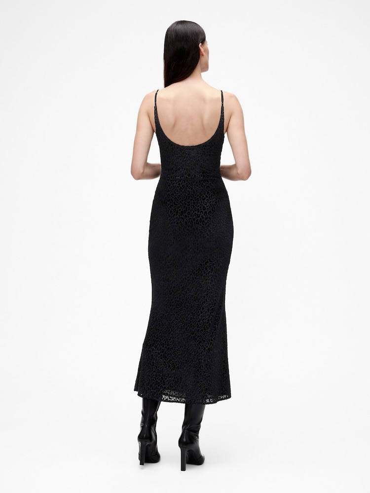 GapStudio Black Burnout Velvet Leopard Slip Dress - Image 2 of 5 GapStudio Black Burnout Velvet Leopard Slip Dress - Image 2 of 5