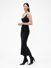 GapStudio Black Burnout Velvet Leopard Slip Dress - Image 3 of 5