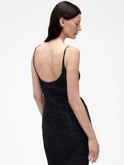 GapStudio Black Burnout Velvet Leopard Slip Dress - Image 4 of 5
