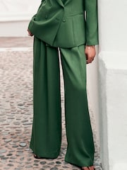 Green Crinkle Palazzo Trousers - Image 2 of 7