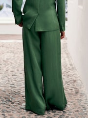 Green Crinkle Palazzo Trousers - Image 3 of 7