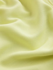 Lime Green Puff Sleeve Button Front Bardot Top With Linen - Image 2 of 3