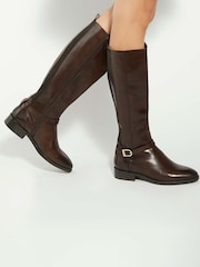 Dune London Brown Wf Talias Knee High Boots - Image 1 of 6