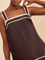 Love & Roses Chocolate Brown Ric Rac Detailed Cami - Image 2 of 4