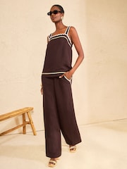 Love & Roses Chocolate Brown Ric Rac Detailed Cami - Image 3 of 4