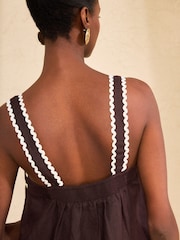 Love & Roses Chocolate Brown Ric Rac Detailed Cami - Image 4 of 4