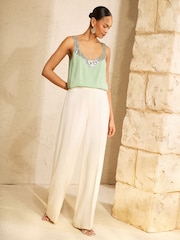 Love & Roses Mint Green Sequin V-Neck Printed Vest - Image 3 of 4