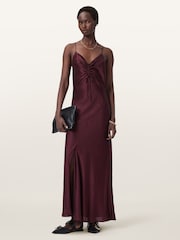 AllSaints Red Alexia Maxi Dress - Image 3 of 5