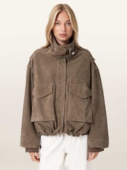 AllSaints Brown Clay Suede Jacket - Image 1 of 7
