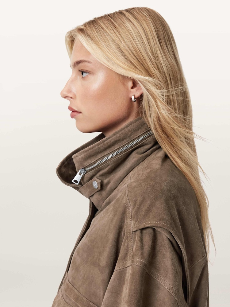 AllSaints Brown Clay Suede Jacket - Image 2 of 7