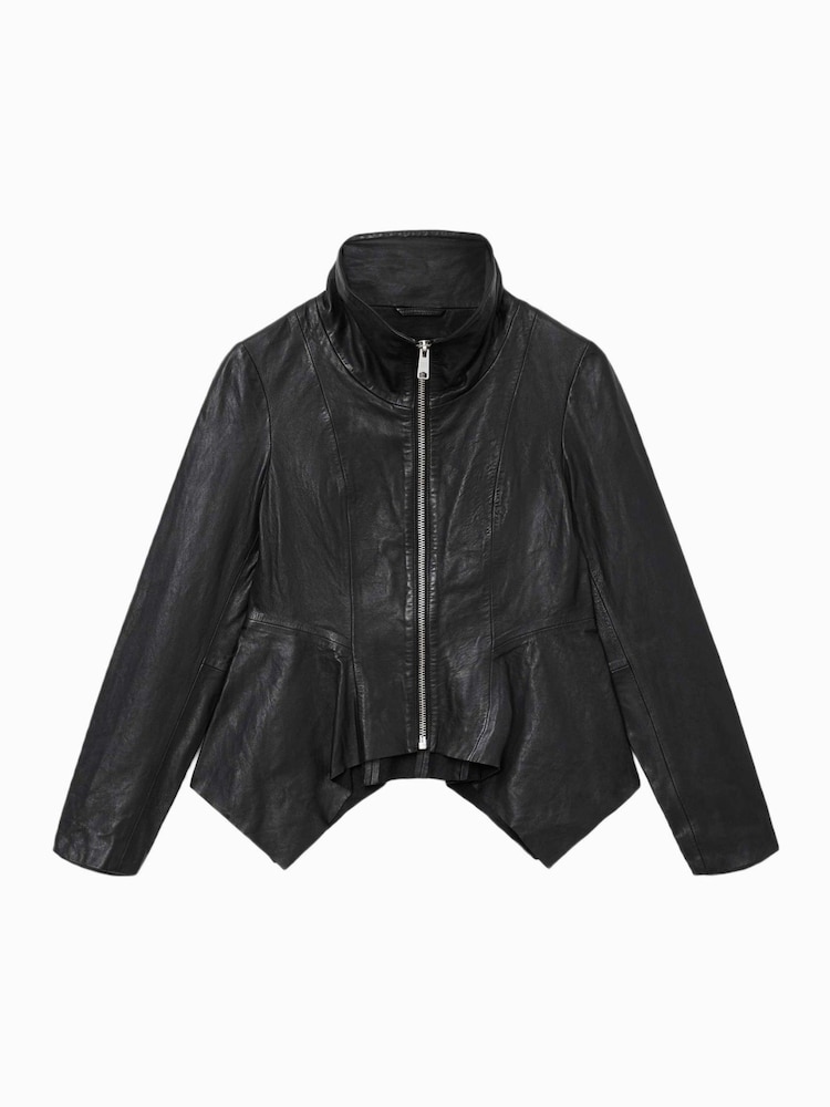 AllSaints Black Grace Biker Jacket - Image 7 of 7
