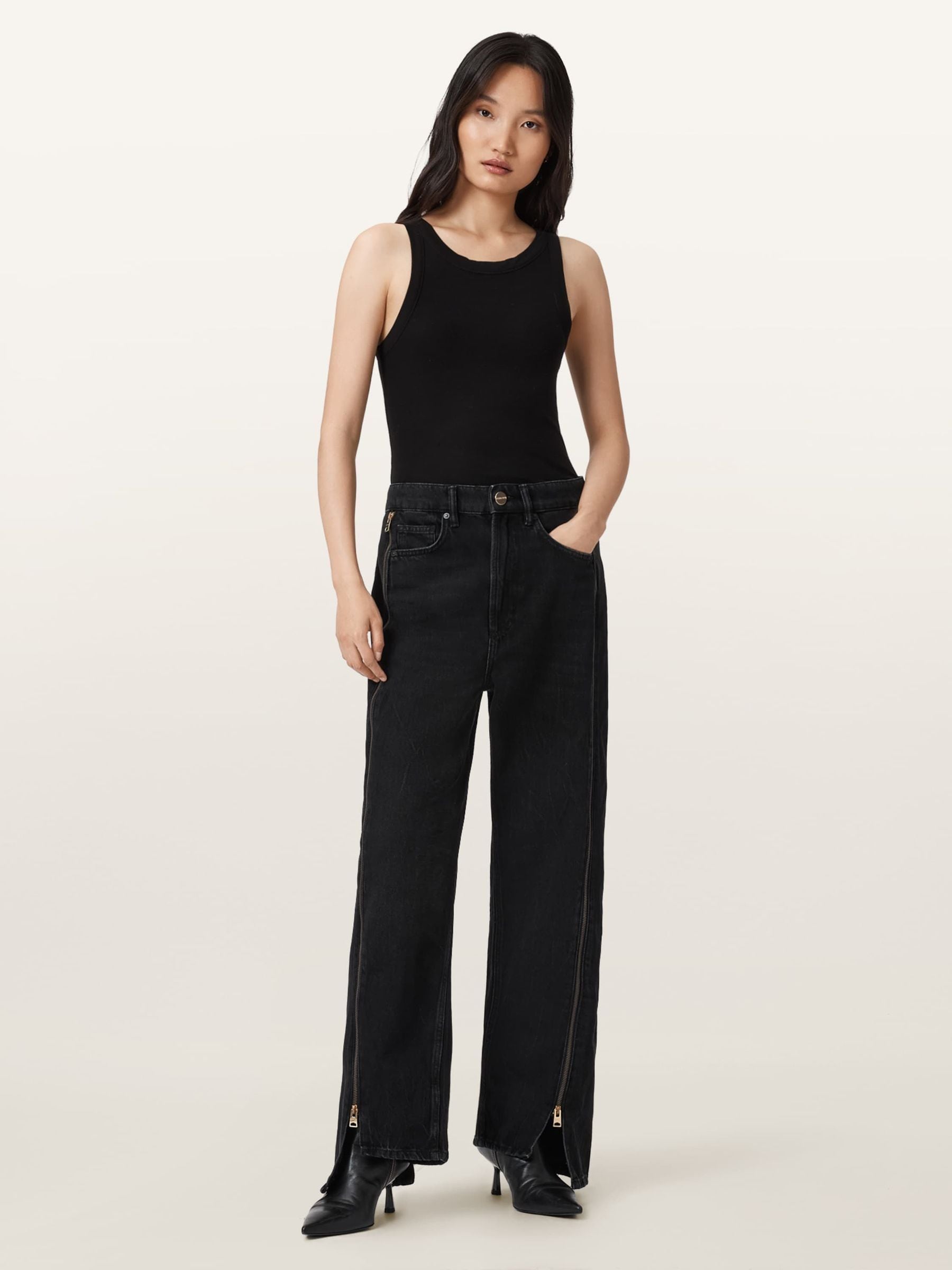 Buy AllSaints Black Frankie Zip Jeans from Next USA