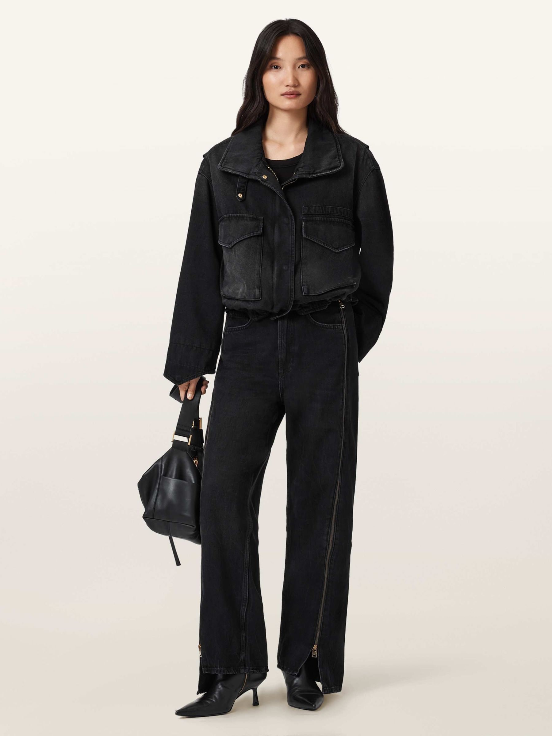Buy AllSaints Black Frankie Zip Jeans from Next USA