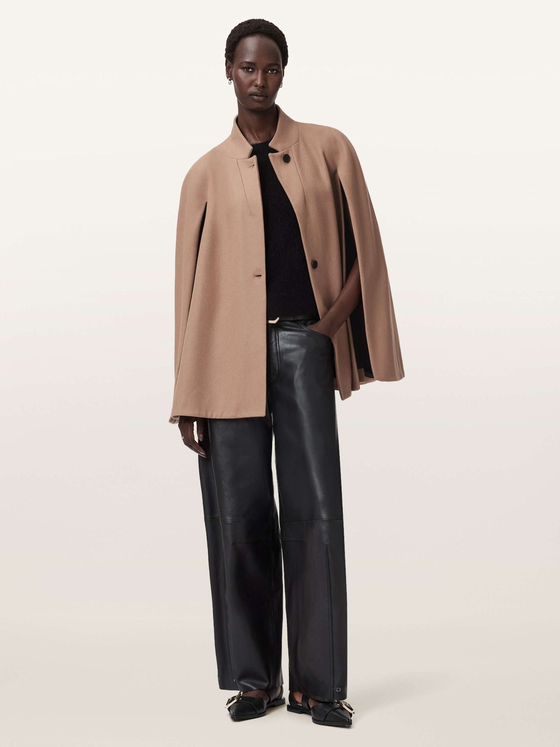 Buy AllSaints Brown Lunis Cape Coat from Next USA