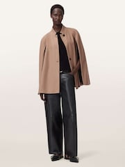 AllSaints Brown Lunis Cape Coat - Image 3 of 7