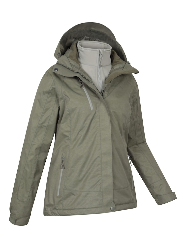 Mountain Warehouse Green Bracken Extreme Womens 3-in-1 Waterproof Jacket - Image 2 of 7 Mountain Warehouse Green Bracken Extreme Womens 3-in-1 Waterproof Jacket - Image 2 of 7