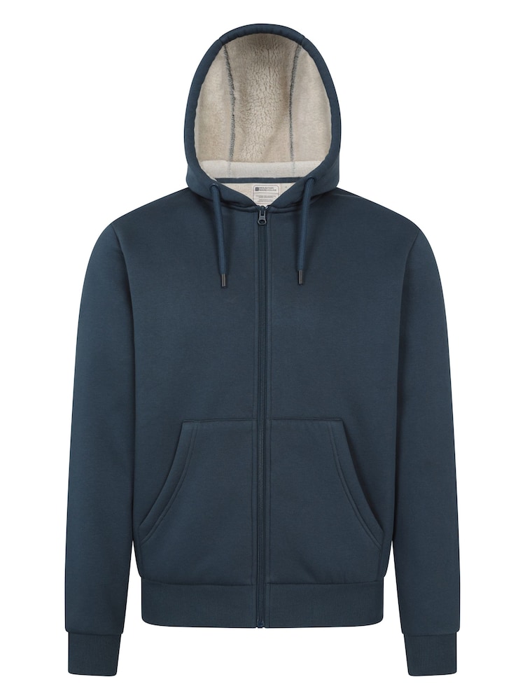 Mountain Warehouse Blue Dalton Mens Borg Lined Hoodie - Image 1 of 6 Mountain Warehouse Blue Dalton Mens Borg Lined Hoodie - Image 1 of 6