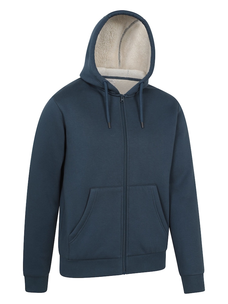 Mountain Warehouse Blue Dalton Mens Borg Lined Hoodie - Image 2 of 6 Mountain Warehouse Blue Dalton Mens Borg Lined Hoodie - Image 2 of 6