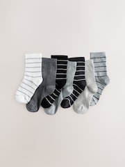 Black/Grey Cotton Rich Stripe Socks 7 Pack - Image 1 of 3