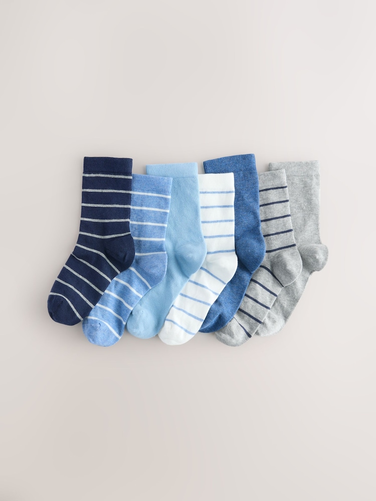 Blue Cotton Rich Stripe Socks 7 Pack - Image 1 of 3