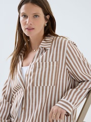 JoJo Maman Bébé Natural Stripe Oversized Button Through Shirt - Image 8 of 9