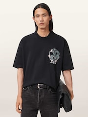 AllSaints Black Snakebite Short Sleeve Crew T-Shirt - Image 1 of 8
