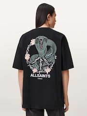 AllSaints Black Snakebite Short Sleeve Crew T-Shirt - Image 3 of 8