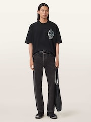 AllSaints Black Snakebite Short Sleeve Crew T-Shirt - Image 4 of 8