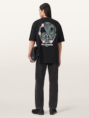 AllSaints Black Snakebite Short Sleeve Crew T-Shirt - Image 5 of 8