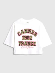 River Island White Cannes Camoflague T-Shirt - Image 1 of 4