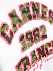 River Island White Cannes Camoflague T-Shirt - Image 3 of 4