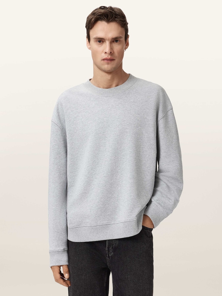 AllSaints Grey Milo Crew Neck Sweatshirt - Image 1 of 8