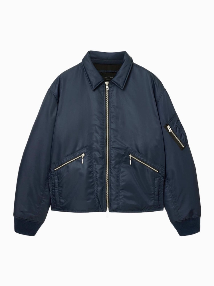 AllSaints Blue Fallon Bomber Jacket - Image 5 of 5