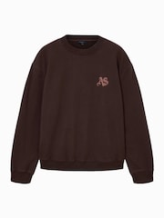 AllSaints Brown Icon Crew Neck Sweatshirt - Image 9 of 9