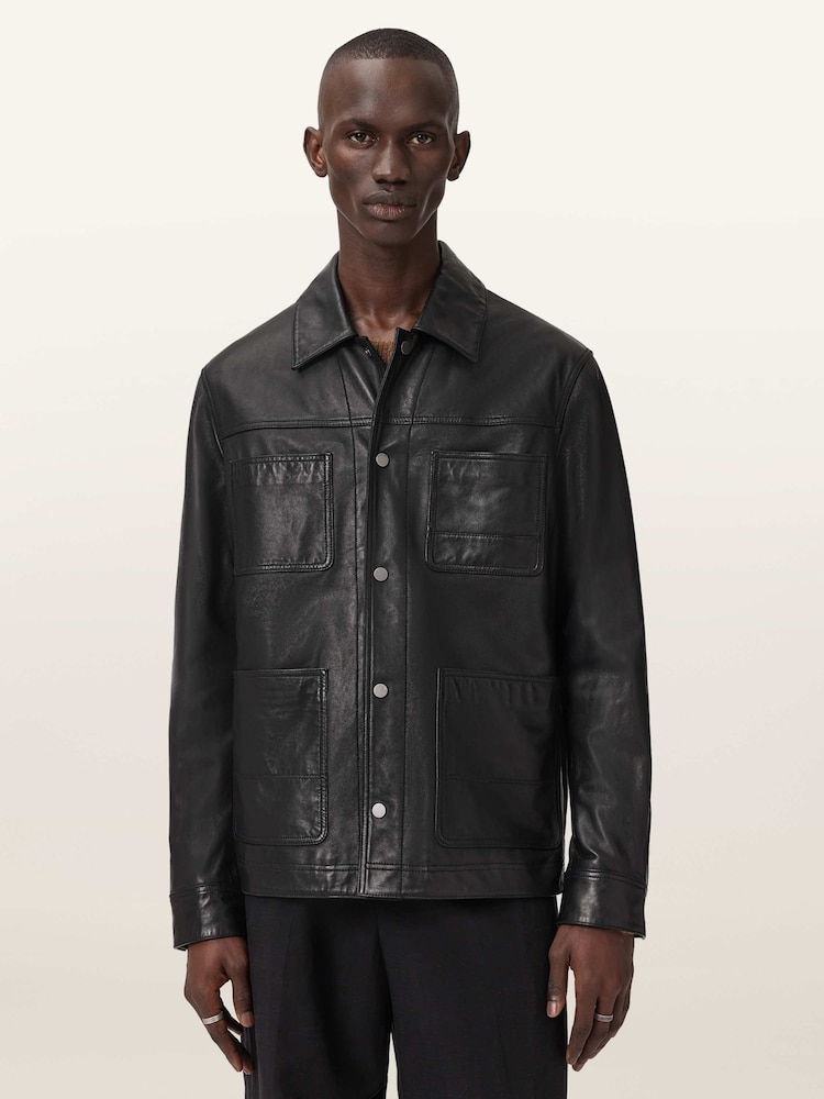 AllSaints Black Saxon Jacket - Image 1 of 7
