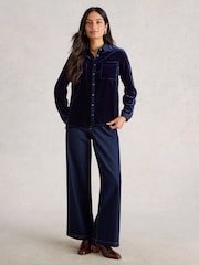 White Stuff Blue Sophie Velvet Shirt - Image 1 of 6