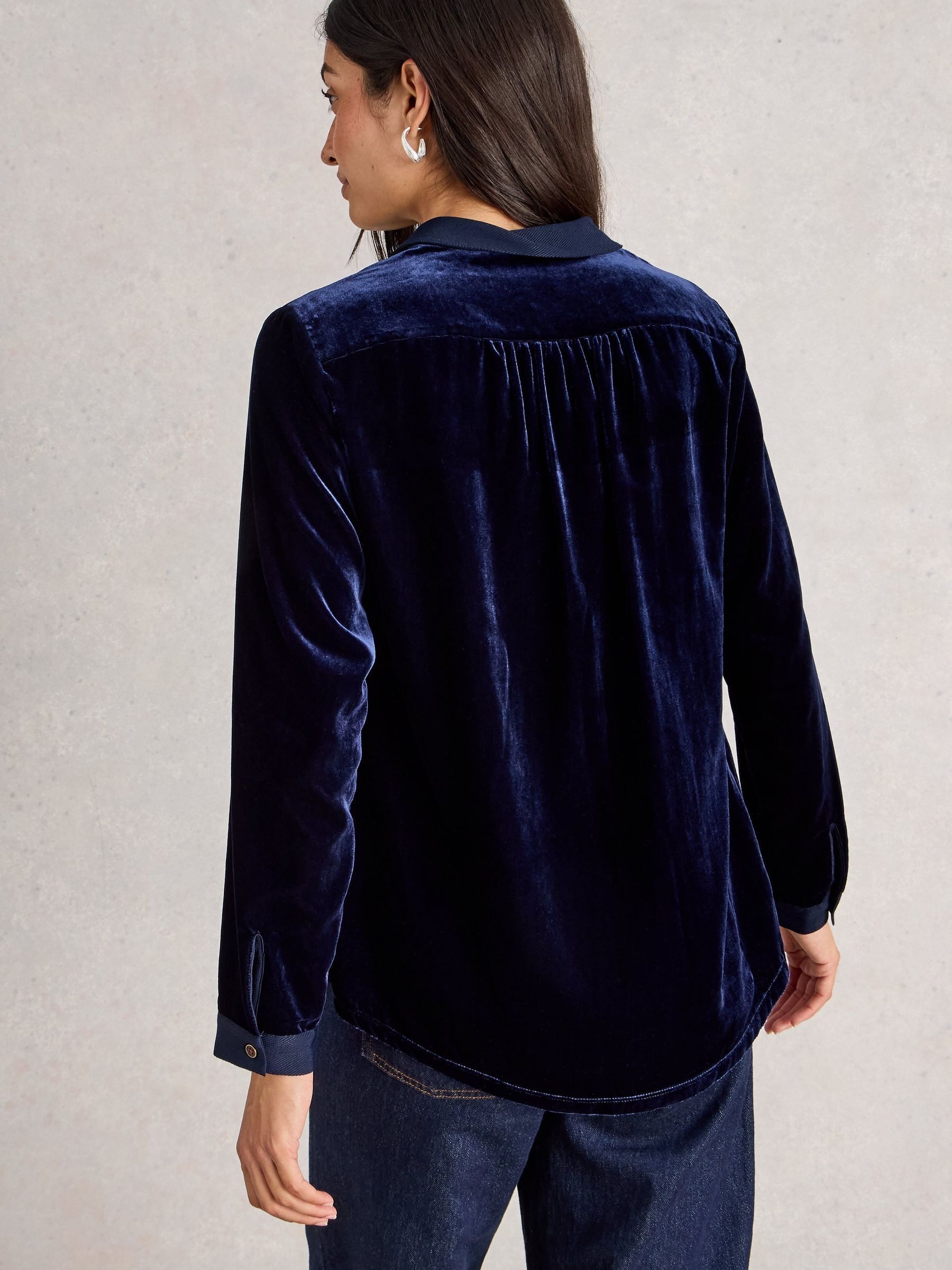 【NAVY】Souvenir velour shirt Buy White Stuff Blue Sophie Velvet Shirt from Next USA